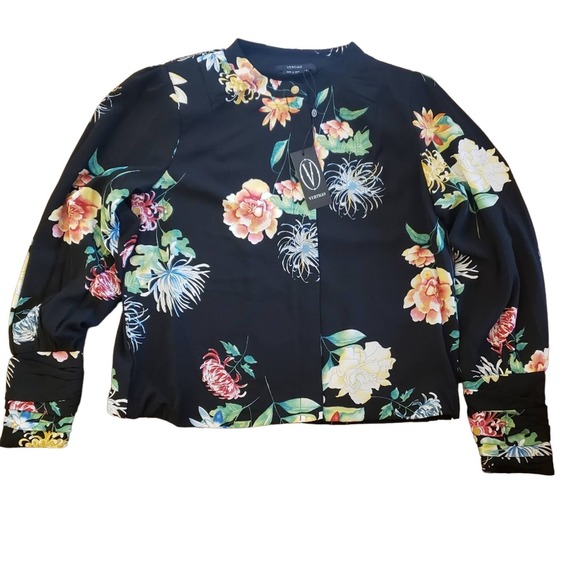 Vertigo Paris black Floral Textured Zip Front jacket size small - Picture 2 of 5